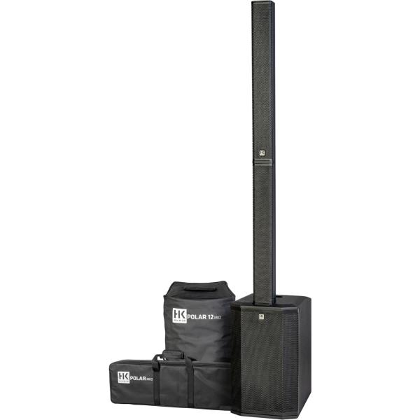 HK AUDIO POLAR 12 MK2 système sono colonne amplifié sub 12" + HP 6x3" + Tweeter 1" 2000W Peak + mixer avec Bluetooth 5.0 TWS + Housses